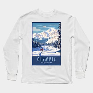 Olympic National Park Vintage Travel Poster Long Sleeve T-Shirt